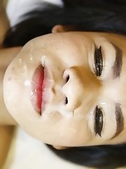 19yo Thai shemale gets a facial after sucking and fucking big white cock